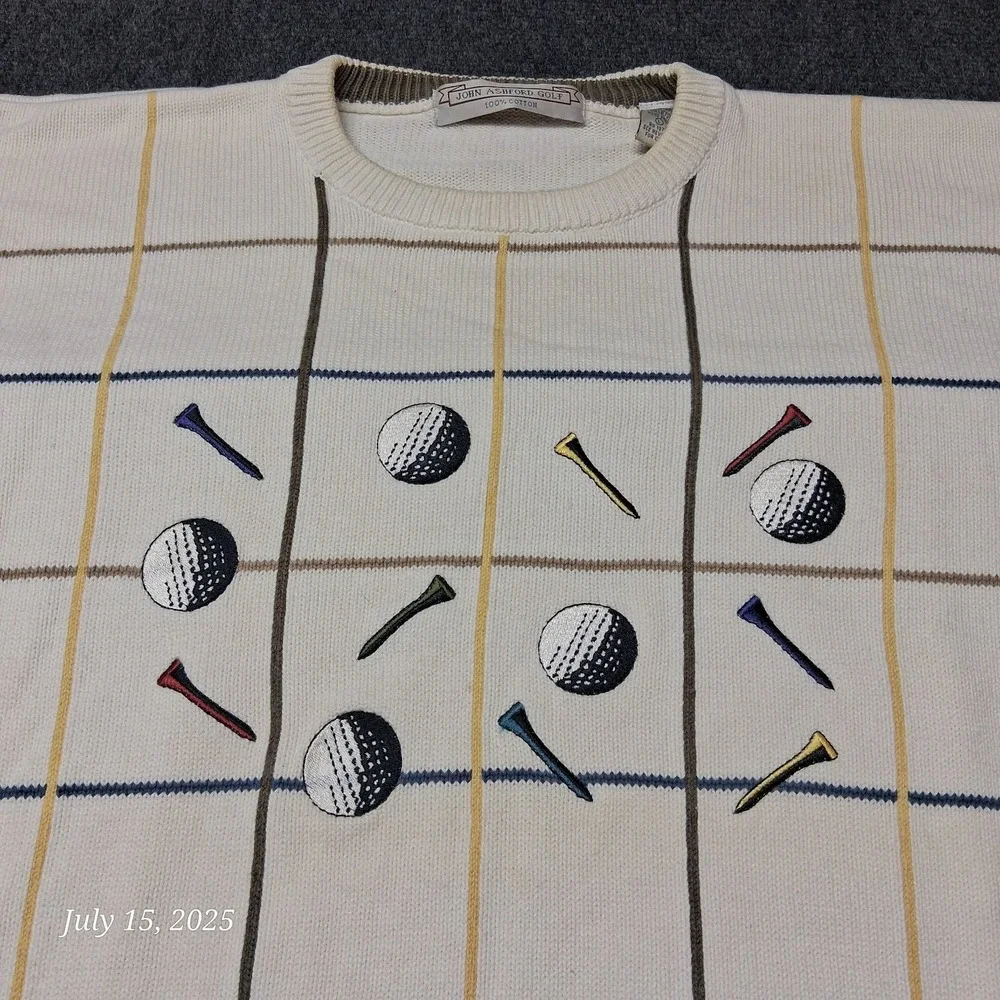 Vintage John Ashford Golf‎ Sweater Mens Size Large White